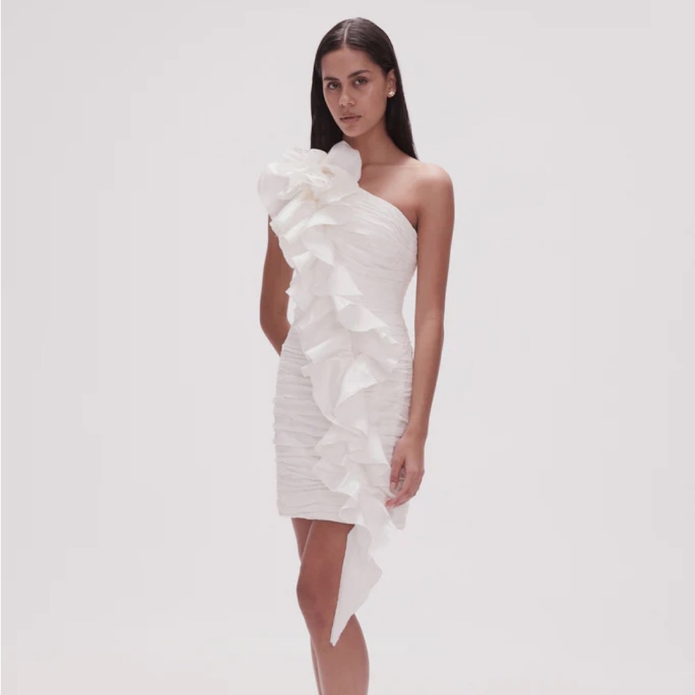 NWT AJE Ivory Adelia Ruffle Mini Dress - Picture 4 of 5